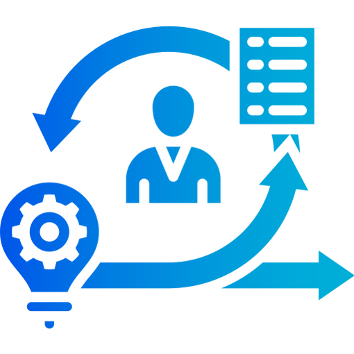 Circular arrows symbolizing agile, iterative delivery.