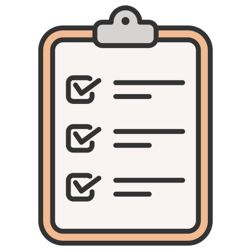 Checklist icon for vendor evaluation and tool selection.